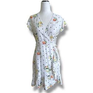 Rails Koreen Wrap Dress Polka Dot Citrus White Size XS